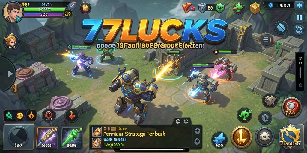 Screenshot gameplay 77LUCKS menampilkan aksi strategi yang mendebarkan.
