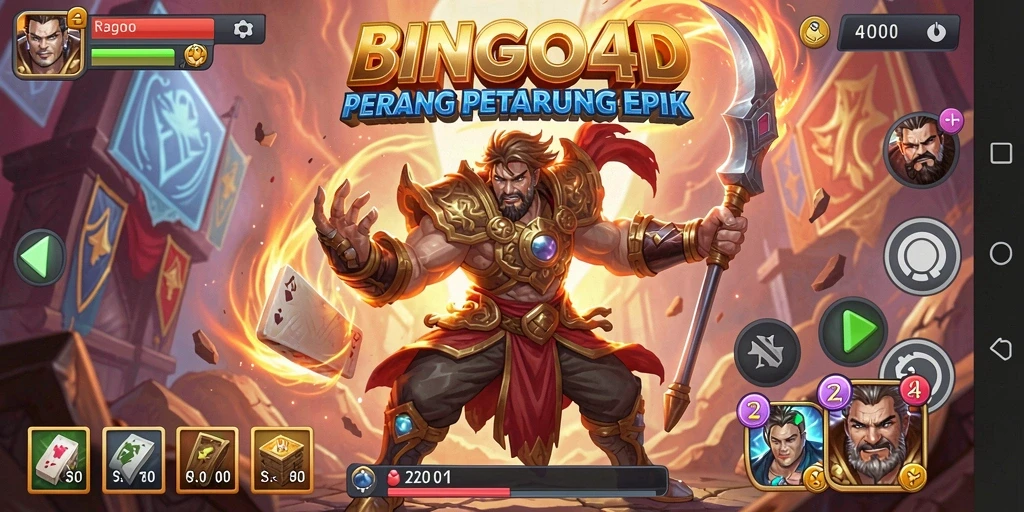Screenshot utama BINGO4D menampilkan aksi pertarungan yang intens.