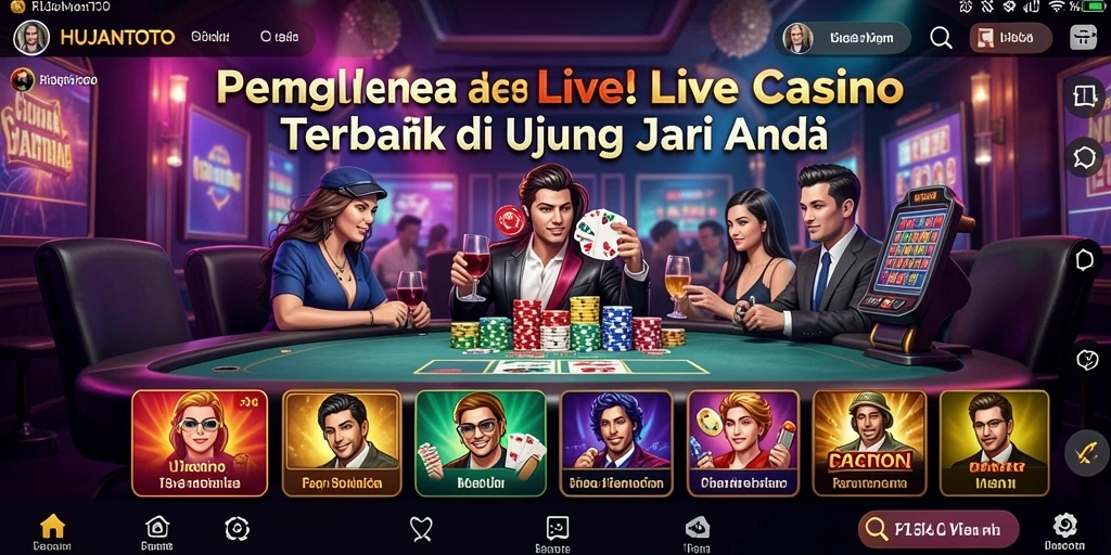 Screenshot utama HUJANTOTO menampilkan dealer profesional dalam gameplay Live Casino.