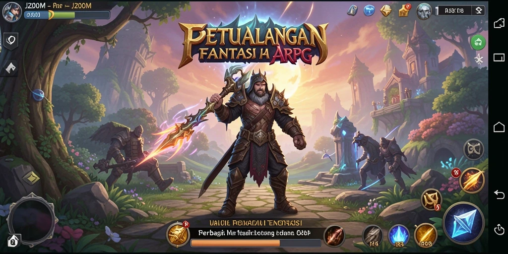 Tangkapan layar utama J200M menampilkan aksi seru dalam gameplay ARPG.