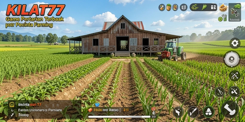 Tampilan gameplay KILAT77 yang menampilkan aktivitas pertanian yang seru.