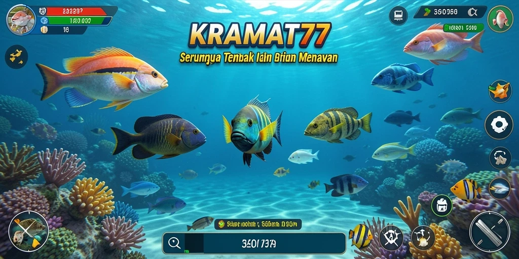 Tampilan gameplay KRAMAT77 yang menampilkan aksi Tembak Ikan seru.