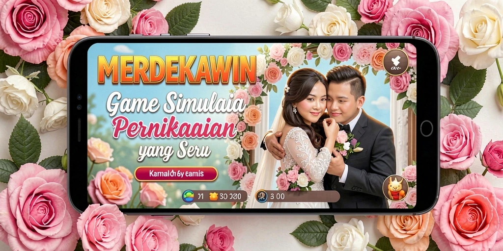 Screenshot dari gameplay MERDEKAWIN menampilkan berbagai pilihan pernikahan.