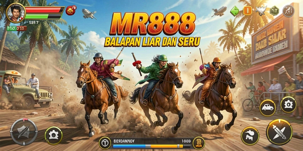 Screenshot gameplay MR888 dengan mobil balap yang melaju kencang.