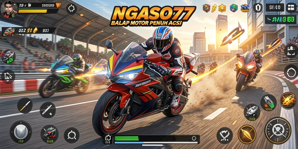 Gameplay memukau dalam balap motor yang penuh aksi.