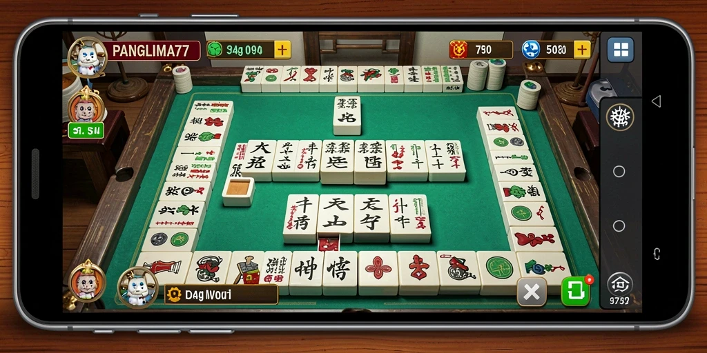 Tampilan gameplay seru PANGLIMA77 dengan antarmuka Mahjong yang menarik.