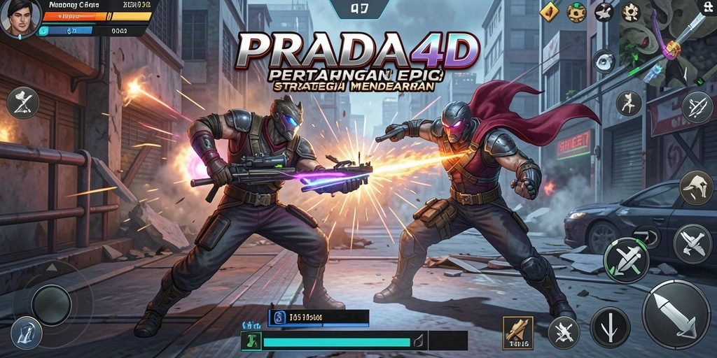Tangkapan layar PRADA4D menampilkan duel seru antara karakter dalam pertarungan Fighting.