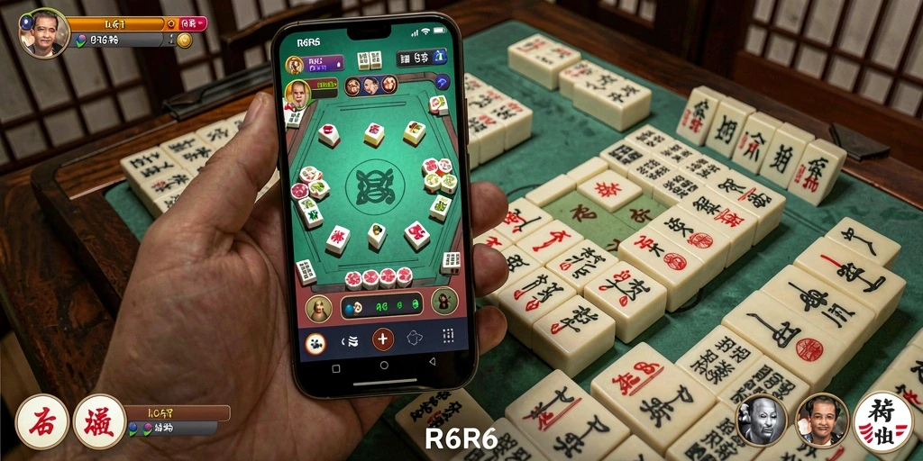 Screenshot utama R6R6 yang menampilkan aksi permainan Mahjong.