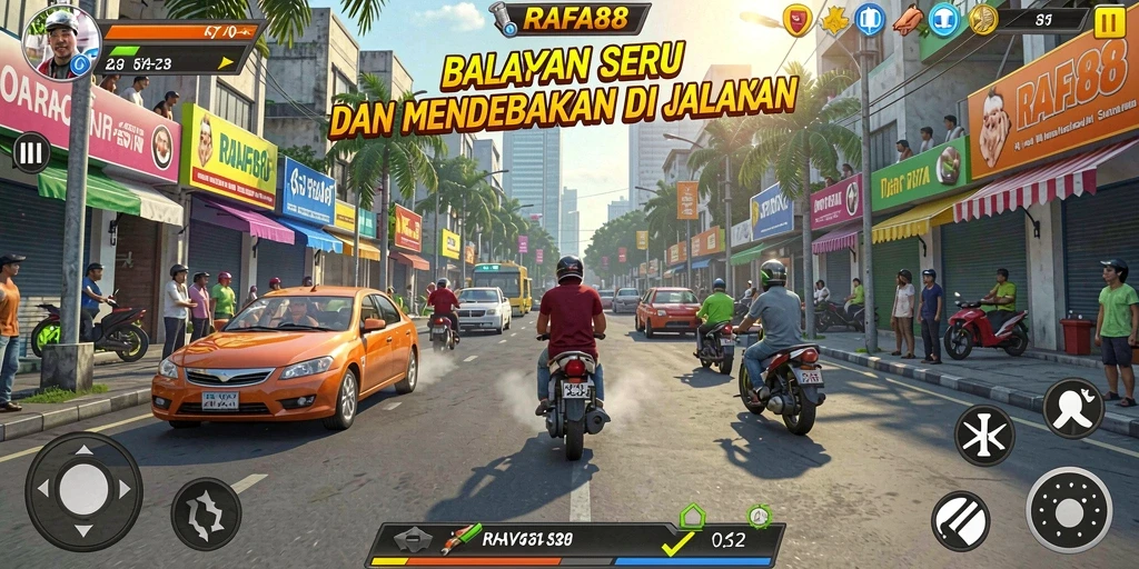 Screenshot utama RAFA88 menampilkan aksi balapan yang mendebarkan.