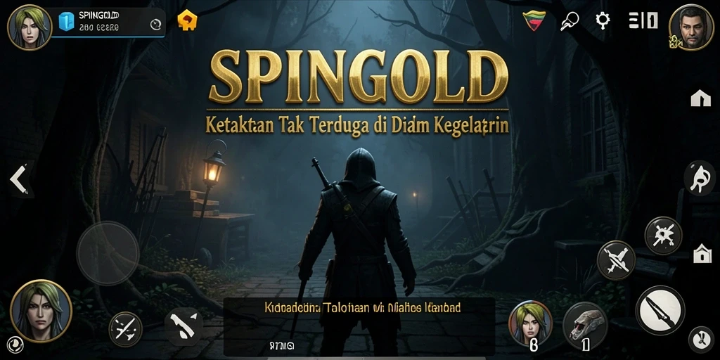 Tampilan gameplay SPINGOLD dengan suasana Horror yang mendalam.