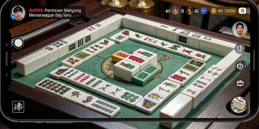 Screenshot gameplay <strong>SUPER5</strong> yang menampilkan tantangan Mahjong menarik.
