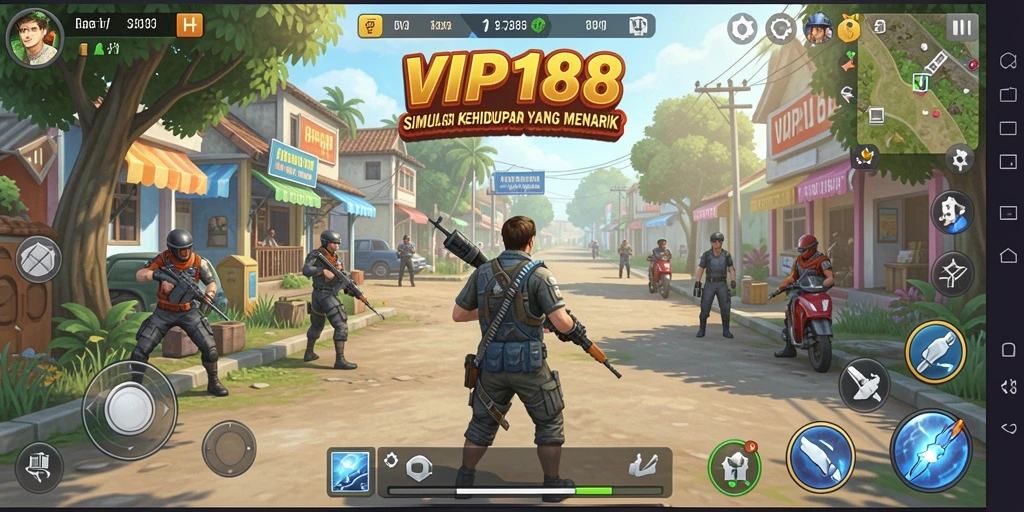 Tampilan gameplay VIP188 yang menampilkan simulasi kehidupan yang interaktif.