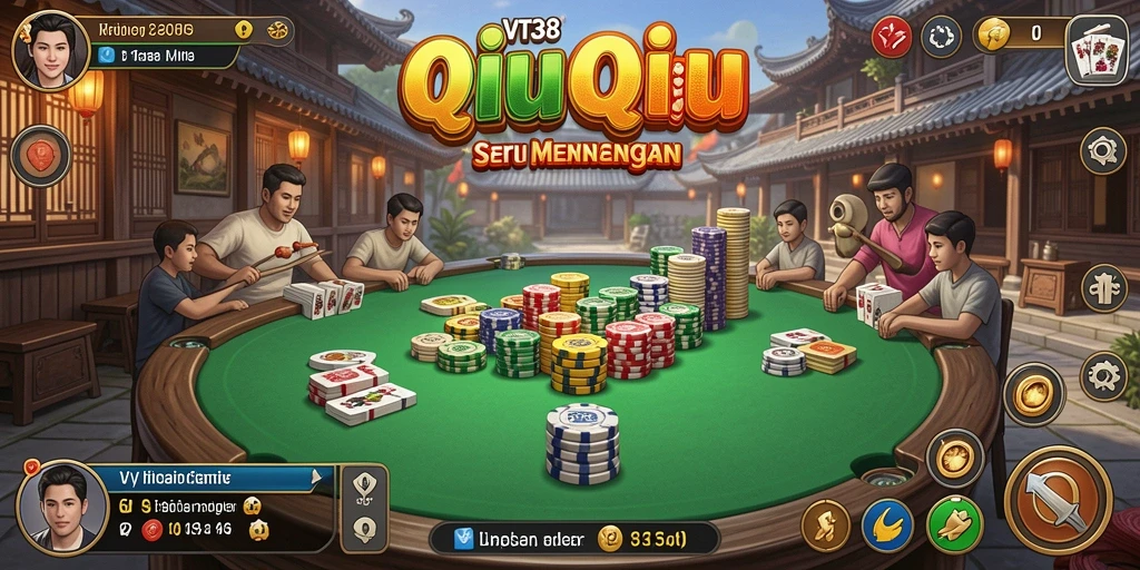 Screenshot gameplay VT38 menampilkan aksi seru permainan QiuQiu.